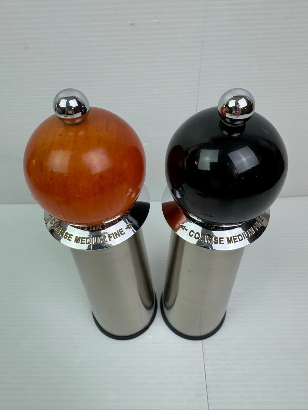 William Bounds Ltd Stainless Steel Wood Ball Torch Pepper Salt Grinder Mill Set